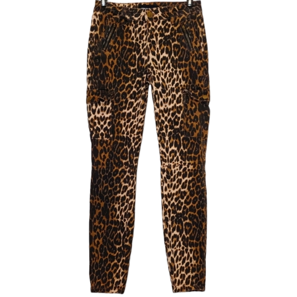 Ashley Mason Women's Juniors Leopard Print Cargo Skinny Jeans Size 5 Waist 27